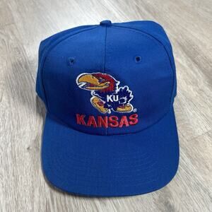 Vintage Kansas Jayhawks Snapback Hat Twins Enterprise‎ Blue Cap